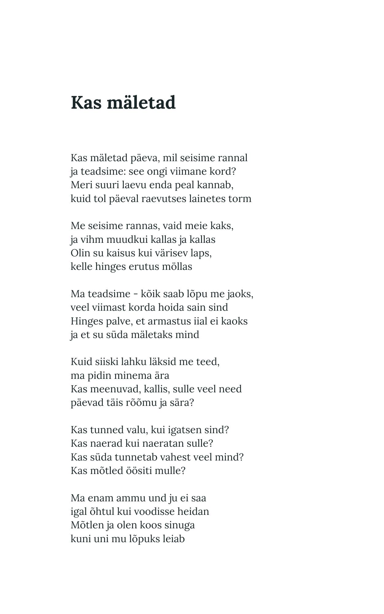 Luuleraamat "Ma võin Sind kaugelt armastada", e-raamat (PDF) - Image 4