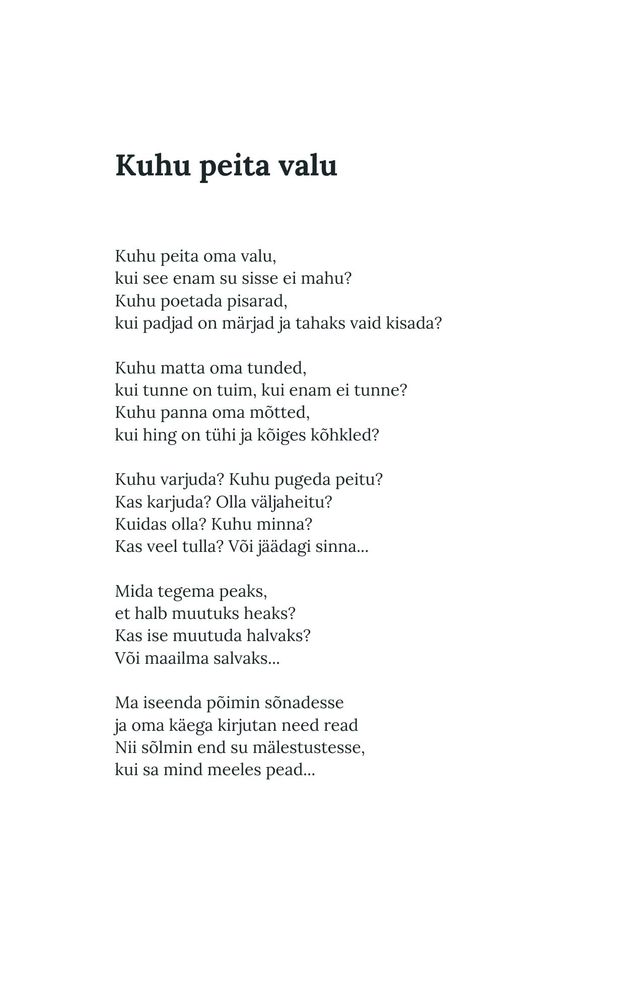 Luuleraamat "Ma võin Sind kaugelt armastada", e-raamat (PDF) - Image 5